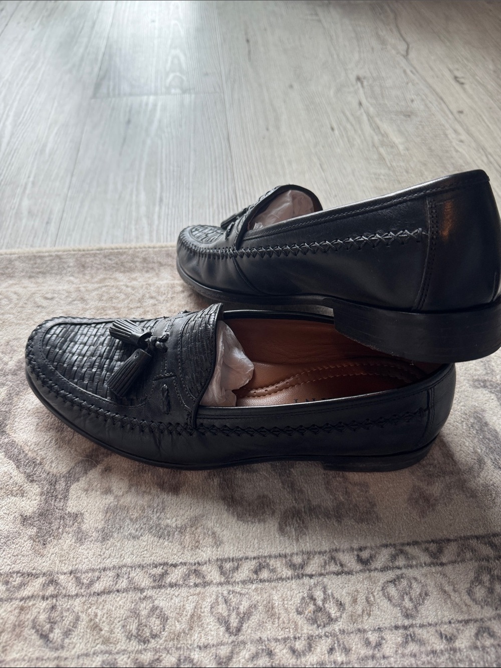 Domani Men's Black Tassel Slip-On Loafers